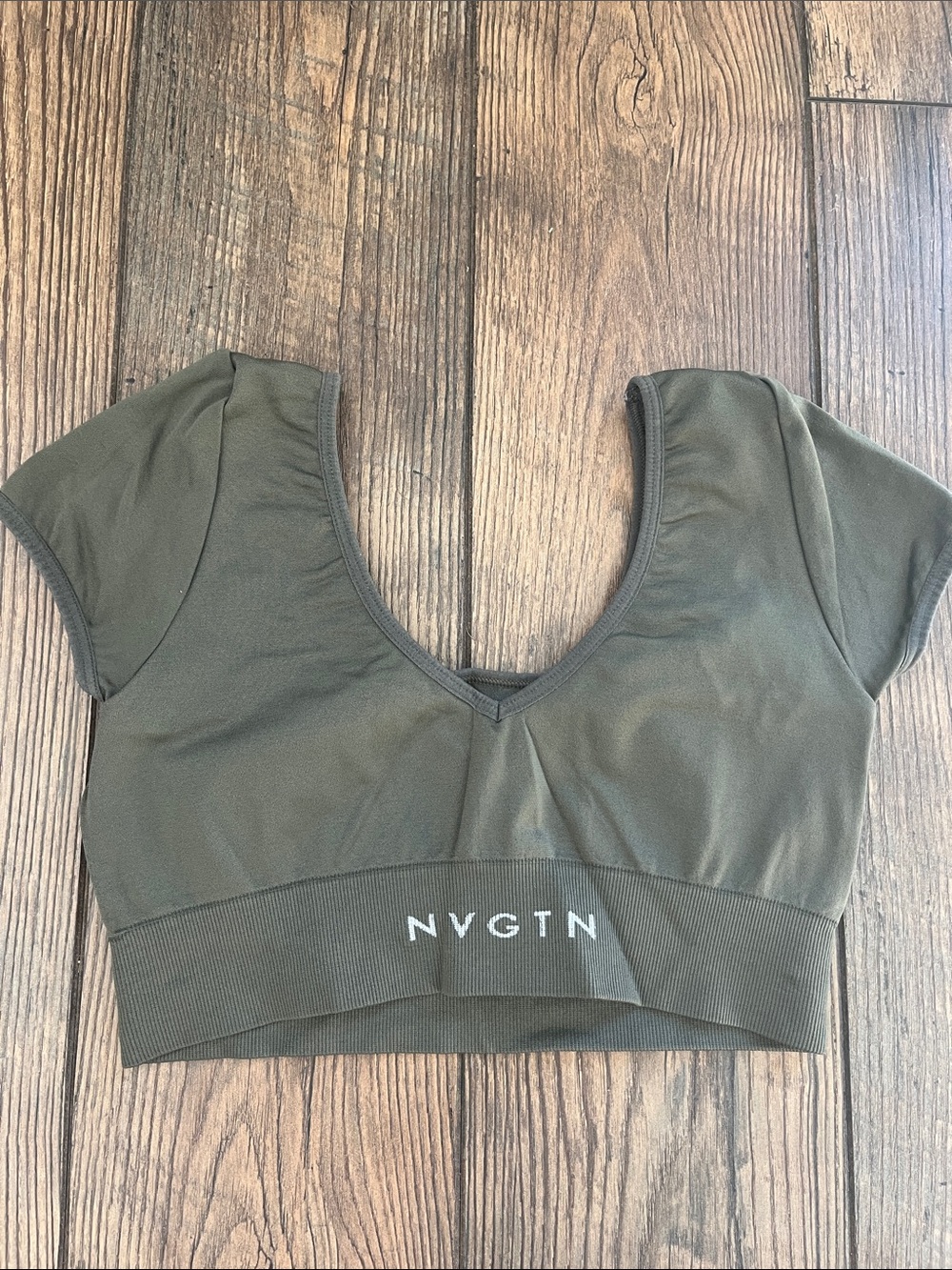NVGTN Olive Green Crop Top & Leggings Matching Set - Picture 2 of 5